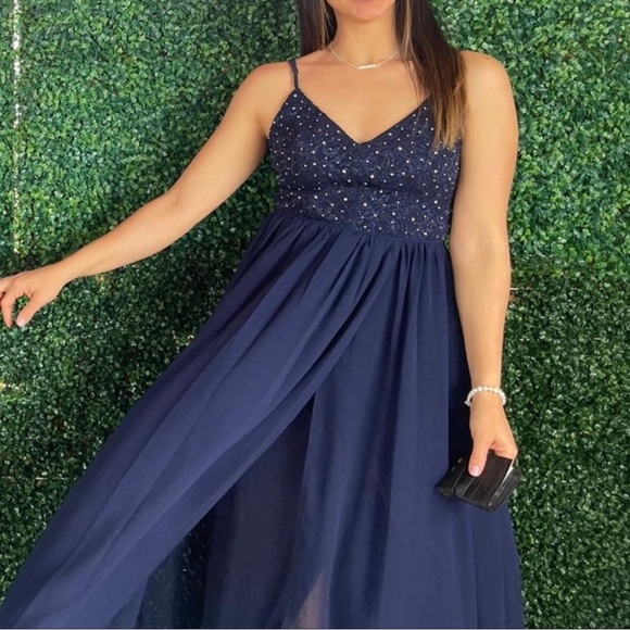 Navy Blue Macys Formal Dress Junior size 3 - Picture 5 of 5